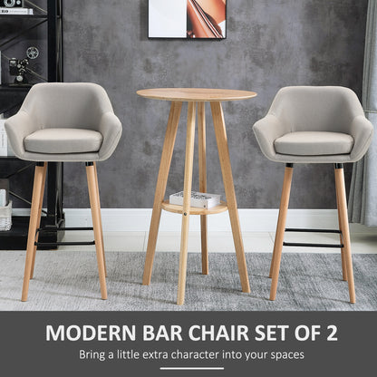 Set of 2 Bar Stools Modern Upholstered Seat Bar Chairs with Metal Frame