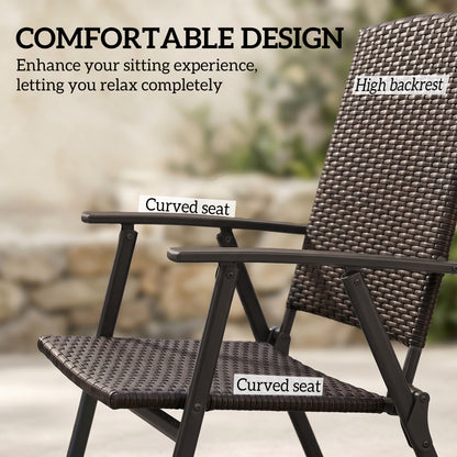 Set of Two Folding Rattan Seat Chairs - Brown