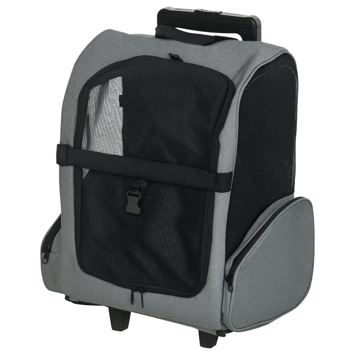 2 in 1 Dog Backpack and Trolley, Pet Travel Backpack Cat Dog Carrier with Telescopic Handle