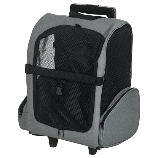 2 in 1 Dog Backpack and Trolley, Pet Travel Backpack Cat Dog Carrier with Telescopic Handle