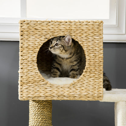 Cat Tree, with Scratching Posts, Bed, Cat House - Natural Finish