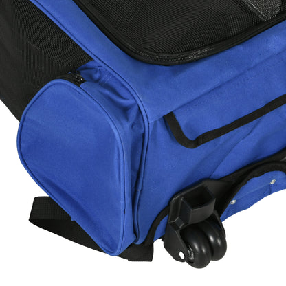 2 in 1 Dog Backpack and Trolley, Pet Travel Backpack Cat Dog Carrier with Telescopic Handle