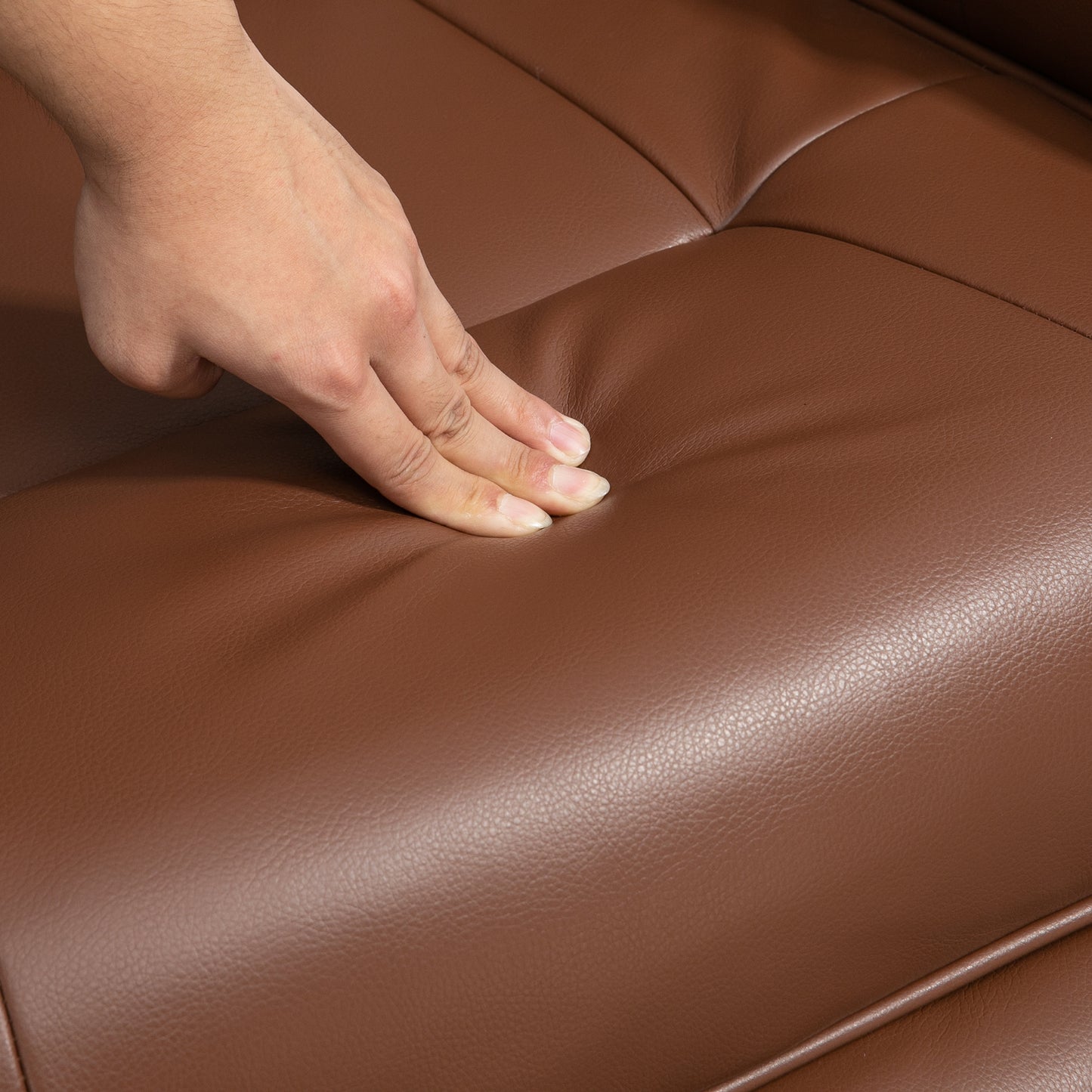 Faux Leather Armchair, with 145° Reclining Back and Footrest - Brown