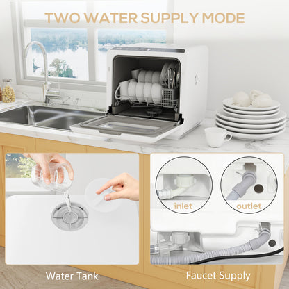 6L Five-Mode Tabletop Dishwasher - White