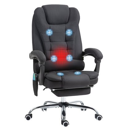 Six-Point Massage and Heated Office Chair with 135°Recline Back - Black