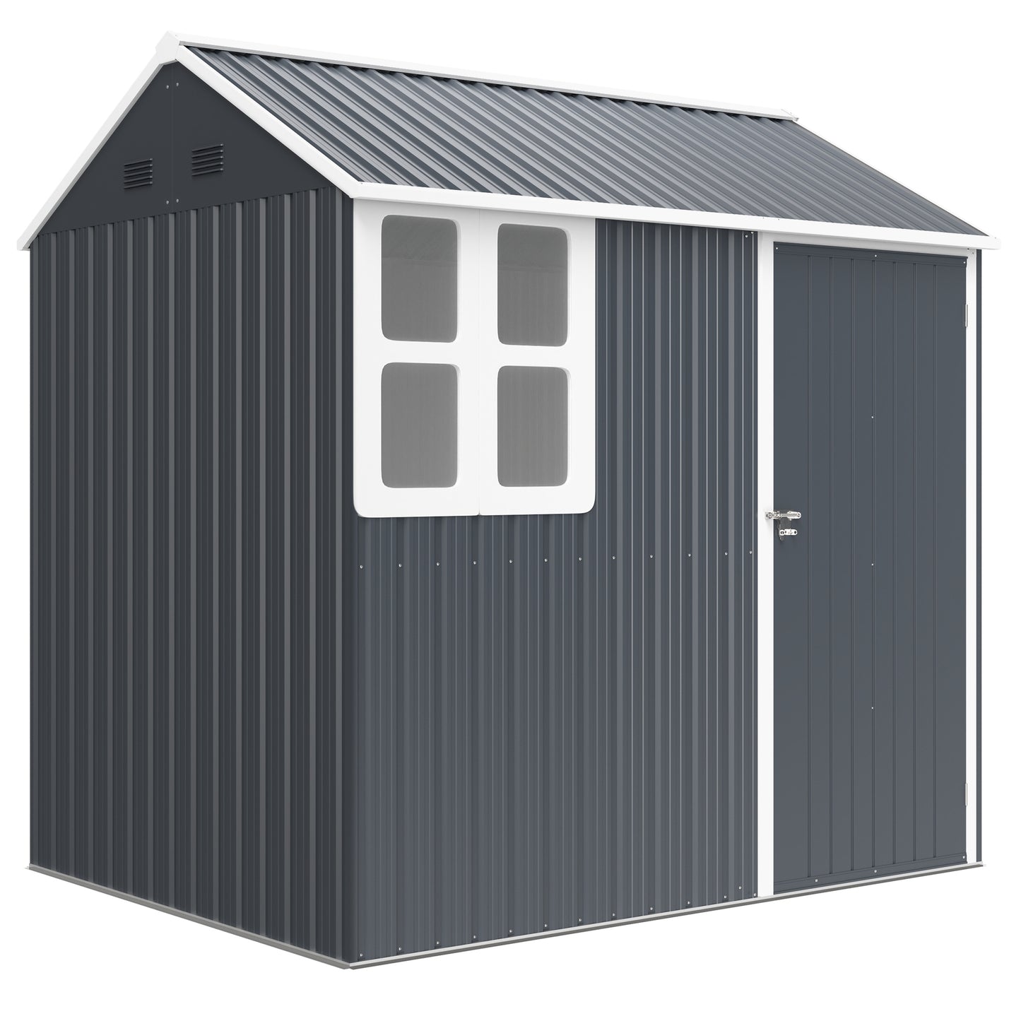 7 x 6ft Galvanised Garden Shed, with Latch - Dark Grey