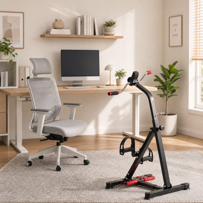 Portable Exercise Bike for Home Pedal Exerciser Height-adjustable 56L x 44- 56W x 75- 97H cm Black and Red
