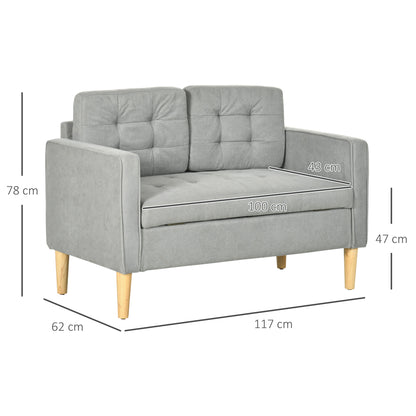 2 Seater Storage Sofa, Fabric Couch with Hidden Under Seat Storage, Thick Cushions