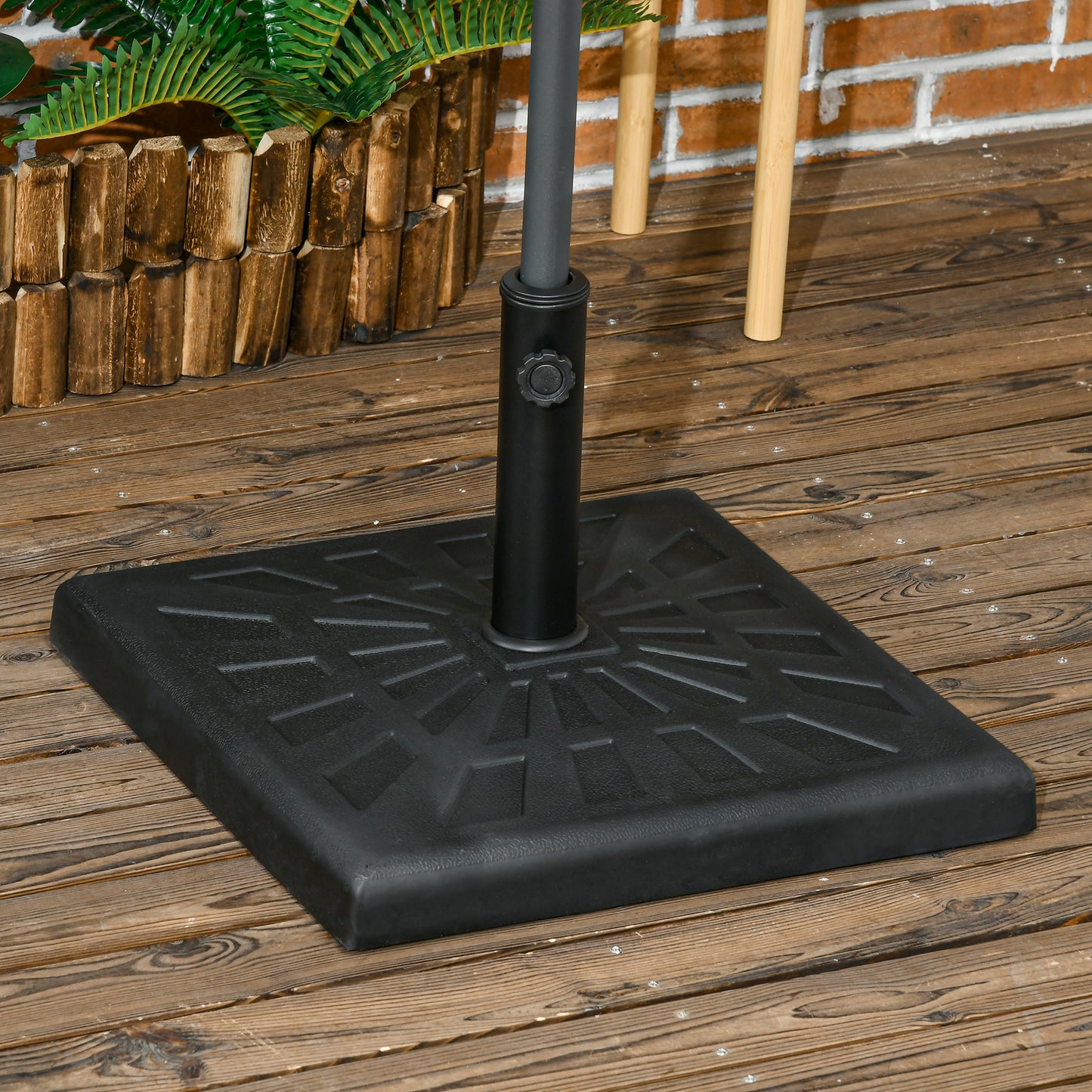 19kg Resin Garden Parasol Base Holder, Square Outdoor Market Umbrella Stand Weight for Poles of Φ32mm, Φ38mm, and Φ48mm