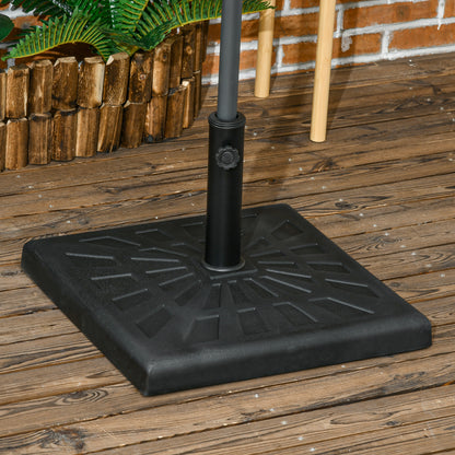 19kg Resin Garden Parasol Base Holder, Square Outdoor Market Umbrella Stand Weight for Poles of Φ32mm, Φ38mm, and Φ48mm