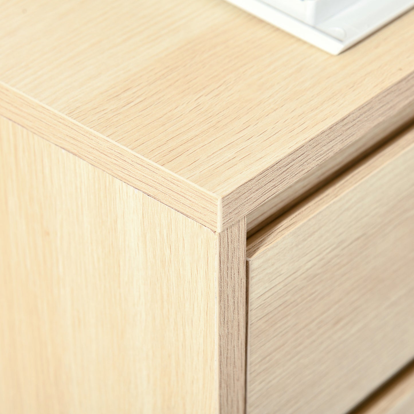 Four-Drawer Office Filing Cabinet, with Wheels - Natural Wood Finish