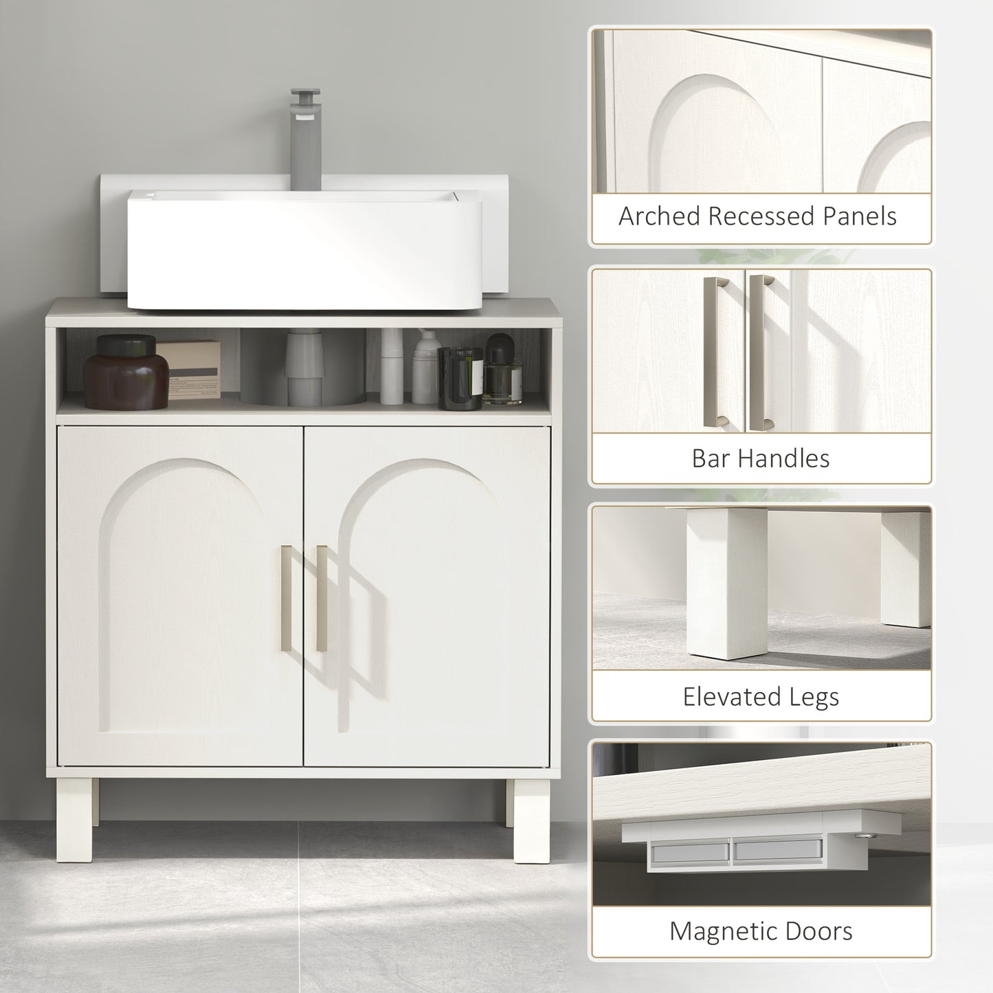 Under Sink Cabinet for Basin without Pedestal - Cream White