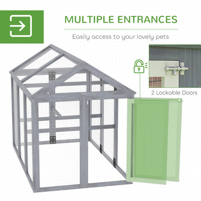 Large Chicken Run, Wooden Chicken coop, with Combinable Design - Wood Effect