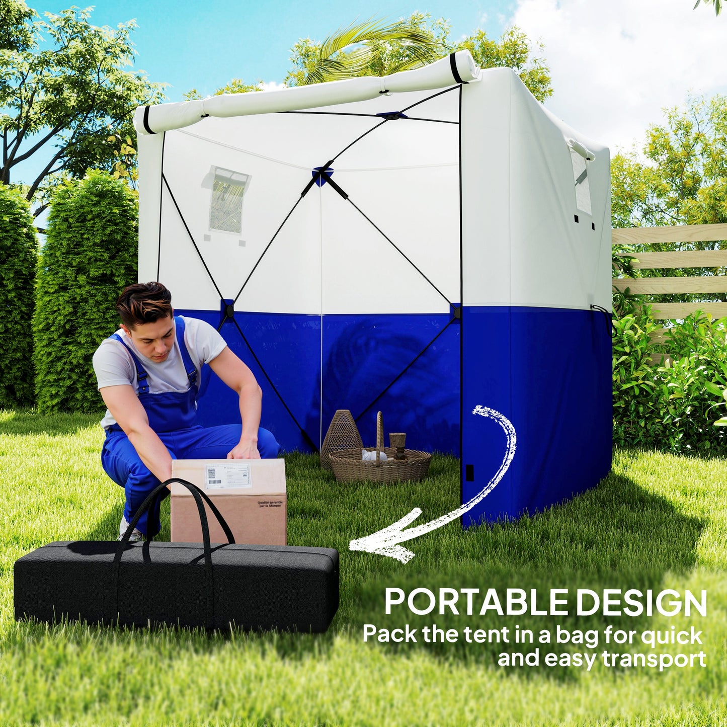 2 x 2m Pop-Up Gazebo, with Accessories - Dark Blue