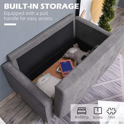 2 Seater Storage Sofa, Fabric Couch with Hidden Under Seat Storage, Thick Cushions