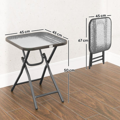 Foldable Garden Table Square Folding Table for Patio Garden 45 x 45 x 50Hcm Black