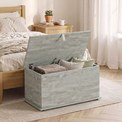 Storage Chest, 102L Blanket Box, Shoe Bench with Safety Hinged Lid, Bed End Bench for Bedroom, 80 x 40 x 45cm, Grey