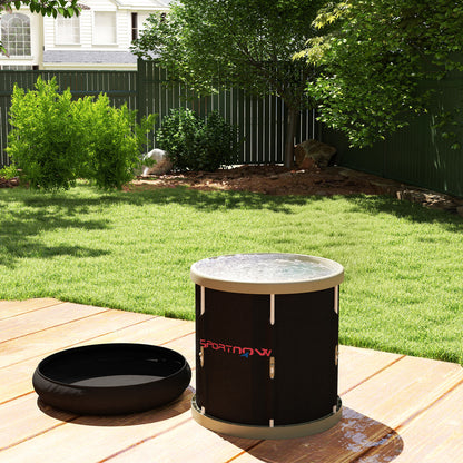 210L Outdoor Ice Bath Tub, with Lid, Cover, Carry Bag, Black