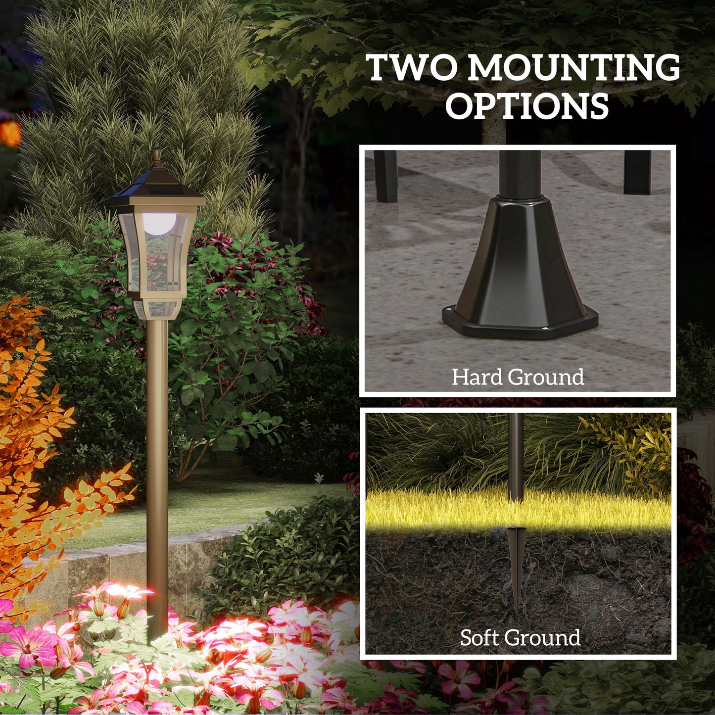 1.3 m Garden Lamp Post Light, LED Outdoor Solar Post Lights, Waterproof IP44 for Patio, Garden, Pathway, Cool White