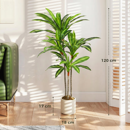 120cm Lifelike Fake Tree, Artificial Dracaena Tree with Bendable Trunks, Green