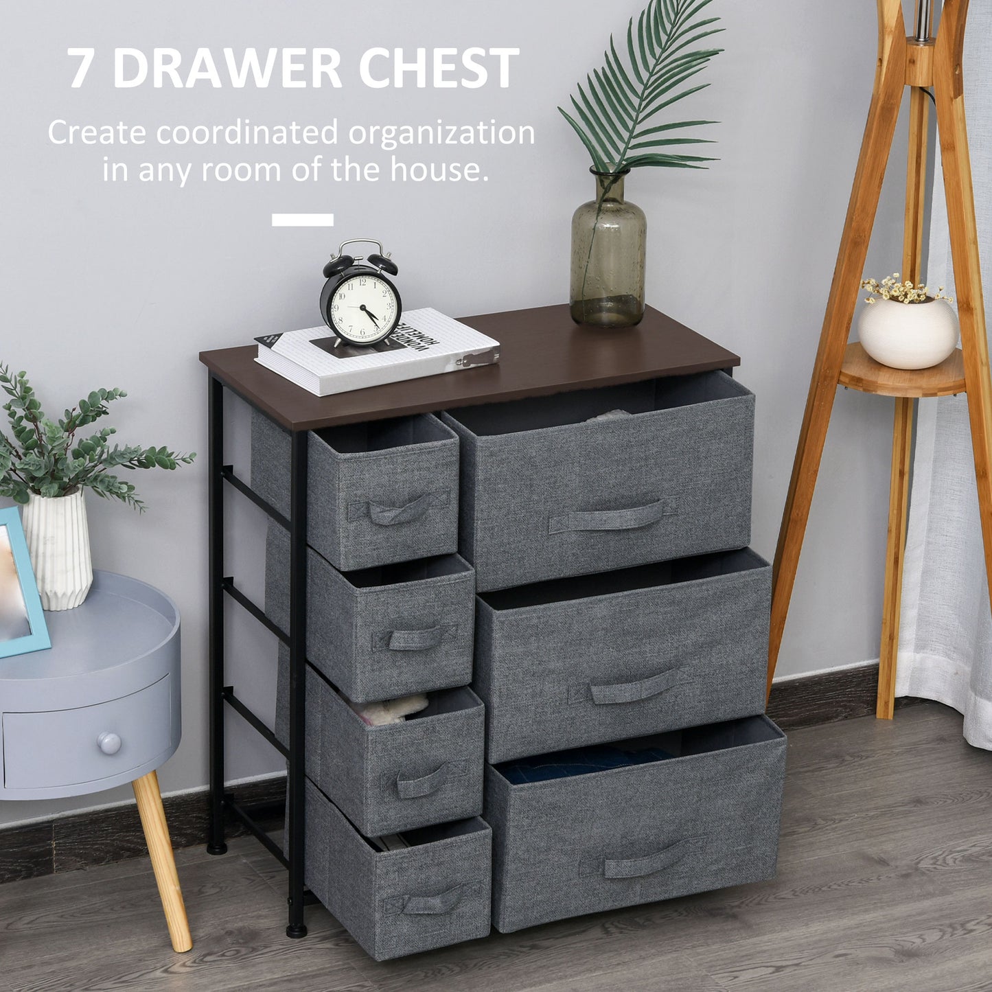 Chest of Drawers with 7 Drawers, Fabric Drawers with Large Storage Space, Drawers Dresser with Metal Frame