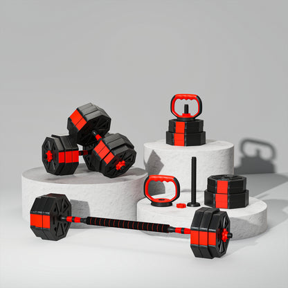 6-in-1 Adjustable Weight Dumbbells Set, Used as Kettlebell, Barbell, Dumbbell, Push-Up Stand