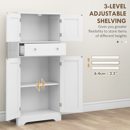 Multi-Storage Freestanding Kitchen Cabinet with Adjustable Lower Shelf - White