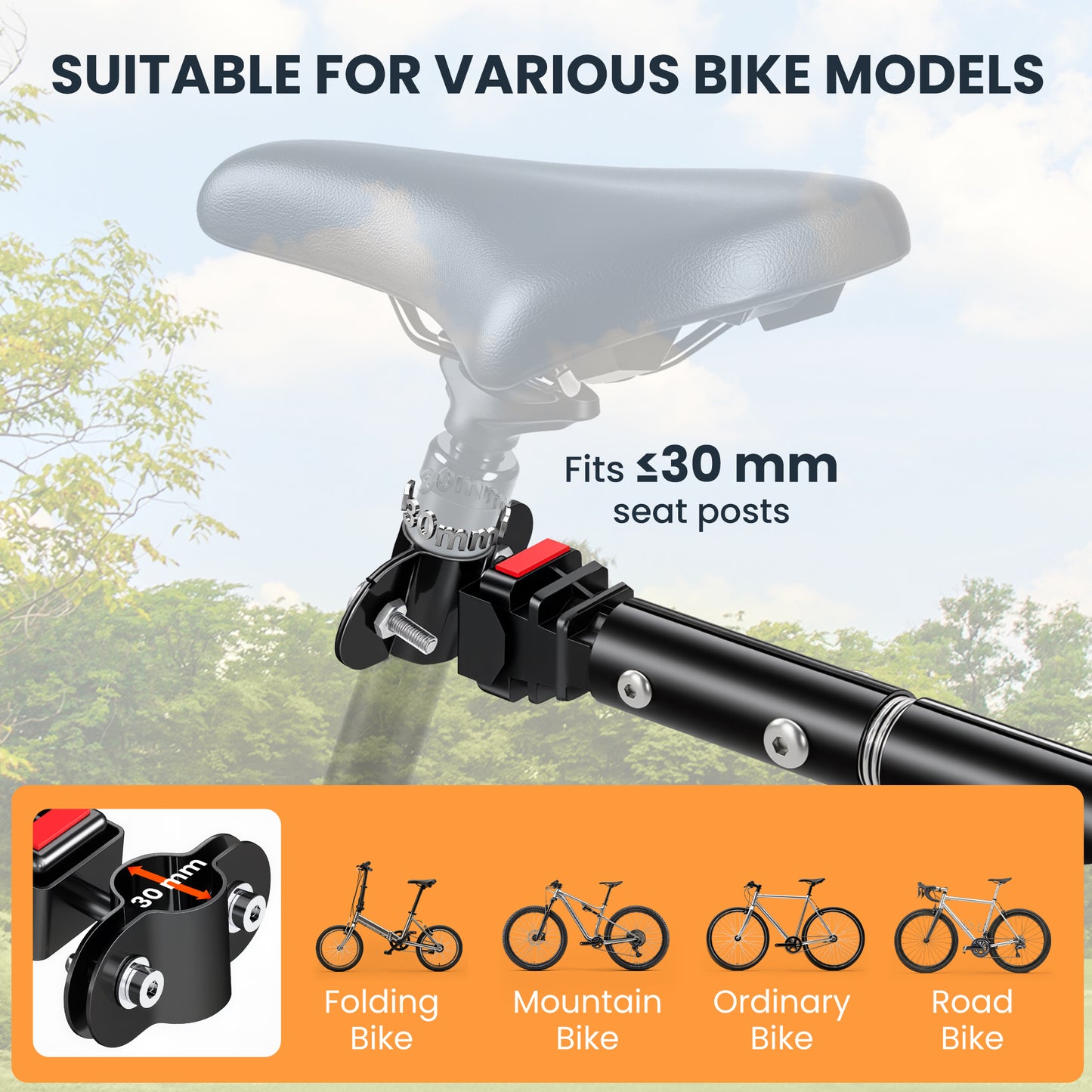 Bike Cargo Trailer Bicycle Trailer Cargo Storage Cart w/ Hitch Cycling Camping Luggage Storage Carrier Transport Steel Black