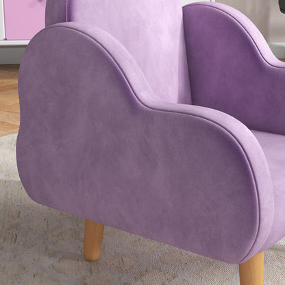 ZONEKIZ Kids Armchair Toddler Sofa Children Chair with Arm Rest, Wooden Frame, Velvet, PP Legs, Cloud Shape