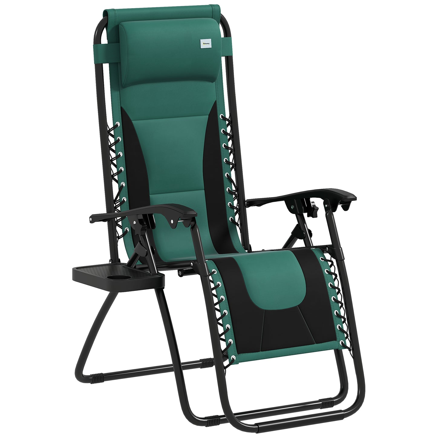 Zero Gravity Lounger Chair, Folding Reclining Patio Chair with Padded Seat, Cup Holder