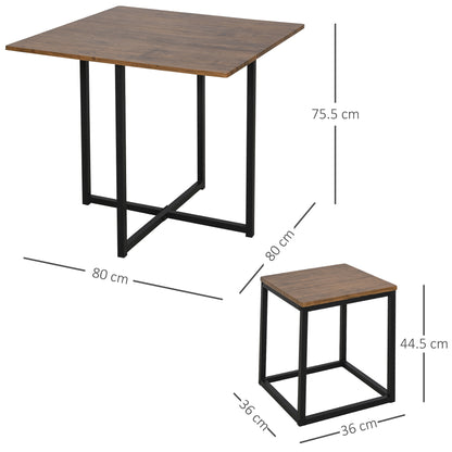 5 Piece Dining Table and Chairs Set 4, Industrial Space Saving Table and Chairs with Metal Frame