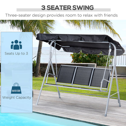 Outdoor 3-Seater Swing Chair-Black