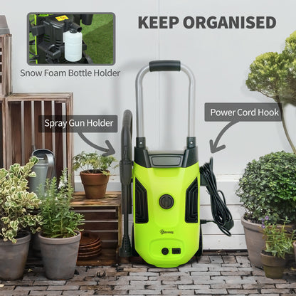 1800W 150-Bar Pressure Washer, with Adjustable Nozzle - Green