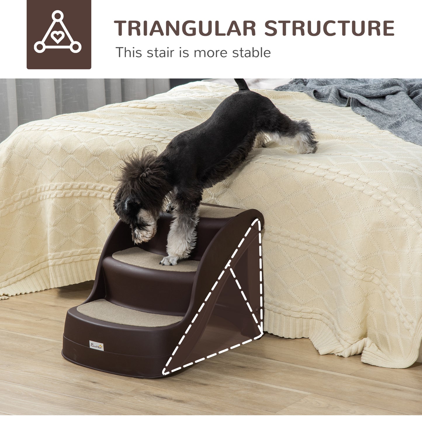 Foldable Dog Steps for Bed Sofa, Portable Dog Stairs 3-Step for High Bed