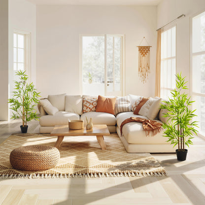 Artificial Ficus Tree, with Weighted Plant Pot - Green
