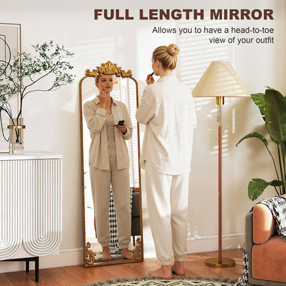Full Length Mirror, 50 x 160 cm Floor Mirror with Baroque Metal Frame for Bedroom, Living Room, Dressing Room, Gold Tone
