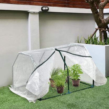 Mini Greenhouse Grow House PVC Cover Steel Frame White 99L x 71W x 60H cm