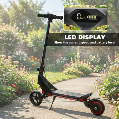 Electric Scooter for Kids, Foldable E Scooter for Age Age 6+ with LED Display, RGB lights, Up to 16km/h, Black