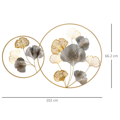 Large Metal Wall Art, Modern Hanging Wall Sculpture with Unique Multi-leaf Design