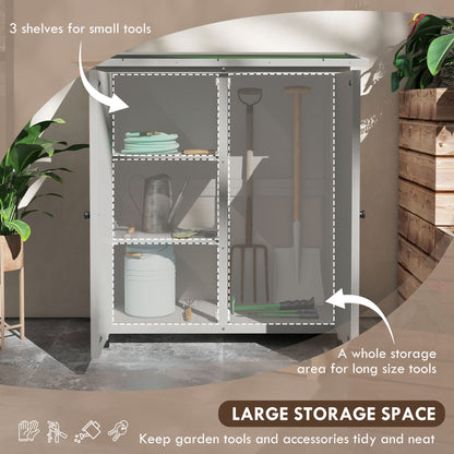 46.5 x 97cm Compact Wooden Storage Shed - Light Grey