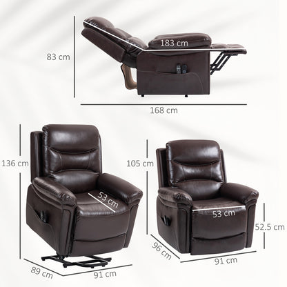 Power Lift Recliner Chair with Vibration Massage, Heat, USB - Brown