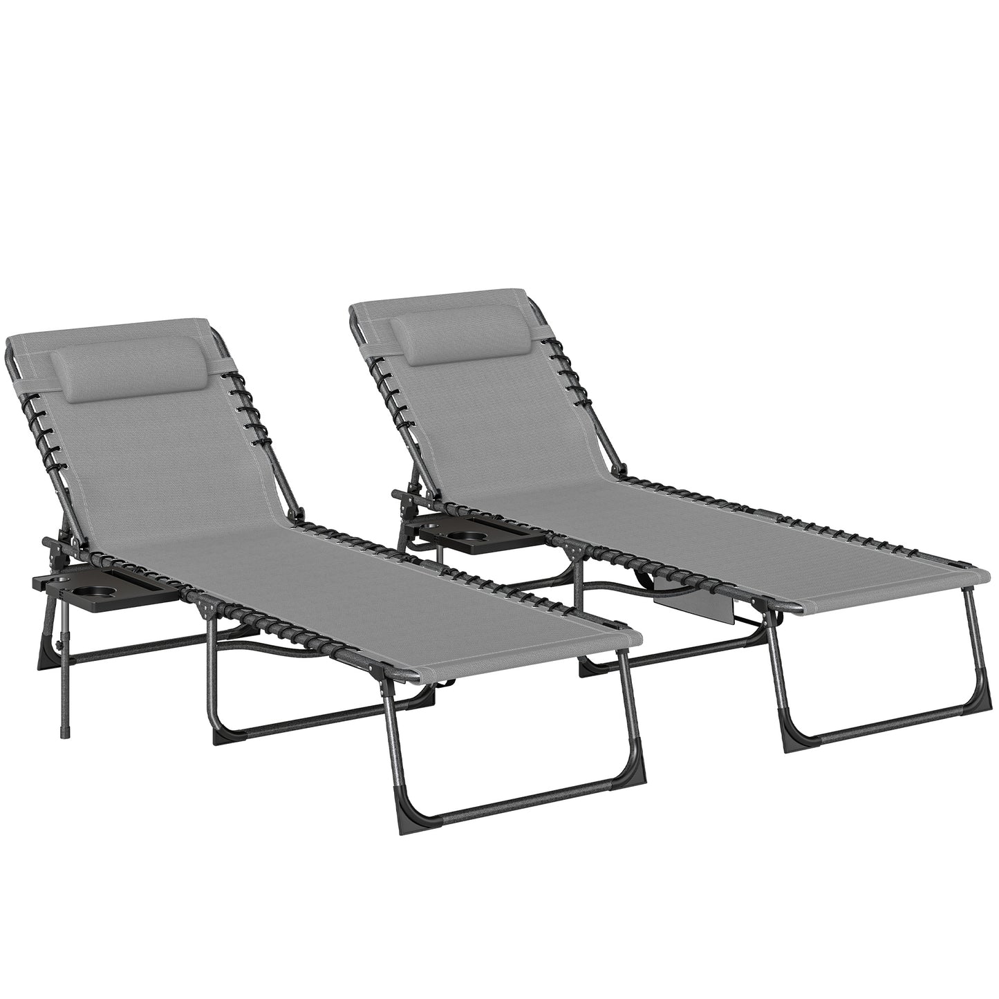 Five-Position Reclining Sun Loungers Set of 2 - Grey
