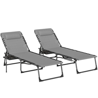 Five-Position Reclining Sun Loungers Set of 2 - Grey