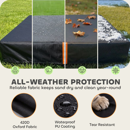 Sandbox Cover, Square Sandpit Cover Waterproof Dustproof UV Protection, Sandbox Canopy with Drawstring and Elastic Band