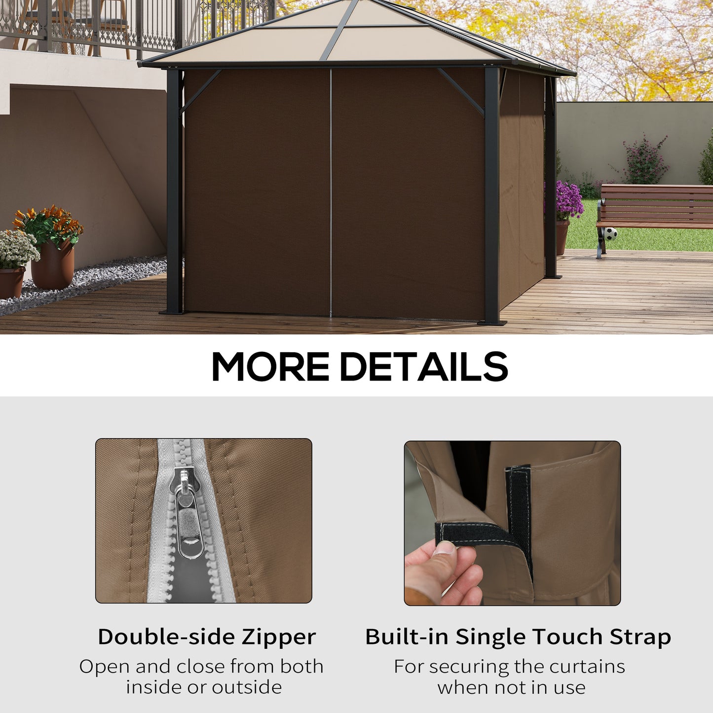 4 Pack Replacement Gazebo Curtains Privacy Panel for Most 3 x 4m Gazebo Canopy Pavillion Outdoor Shelter Sidewalls Accessorie