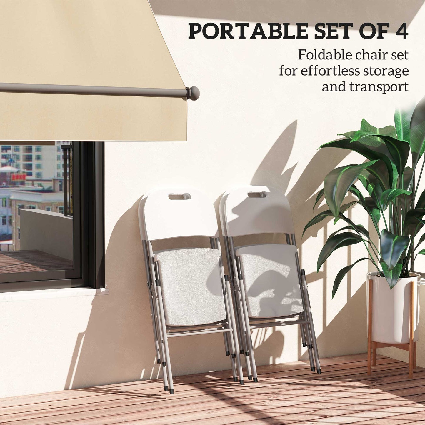Set of Four Foldable Outdoor Chairs - White