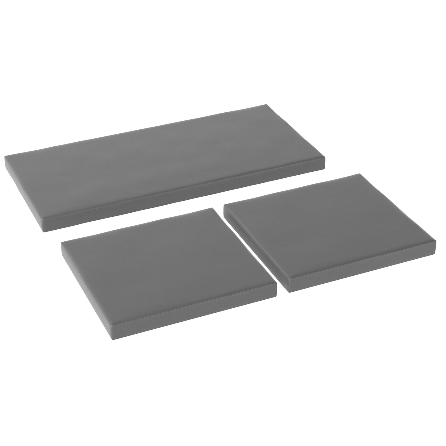 Outdoor Seat Cushion Pads for Rattan Furniture, 3 PCs Garden Furniture Cushions, Dark Grey