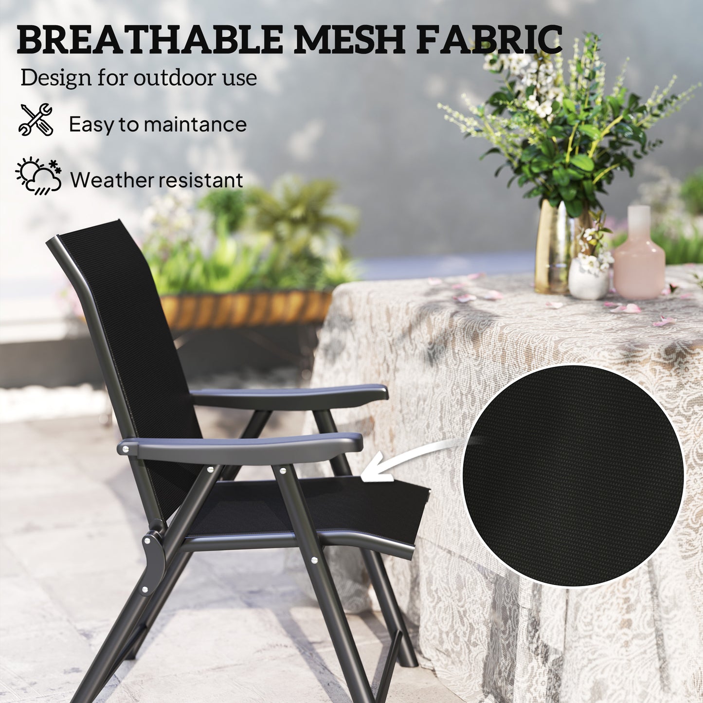 Set of Two Folding Outdoor Chairs - Black