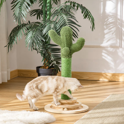 Cat Tree Cactus Sisal Scratching Post for Indoor Cats Play Tower Kitten Furniture with Hanging Ball Interactive Fun Roller Ex