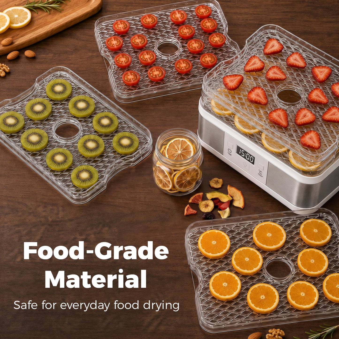 5 Tier Food Dehydrator, 245W Stainless Steel Food Dryer Machine with Adjustable Temperature